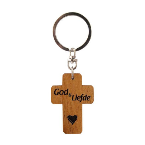 Sleutelhanger - hout - God is liefde