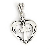 Zilveren ketting met hanger hart/kruis