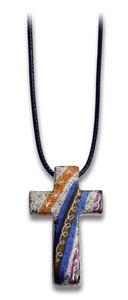 Ketting kruis van speksteen - Blauw