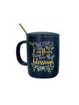 Mok met deksel en lepel - My cup overflows