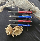 Pen softtouch; rood, geloof hoop liefde