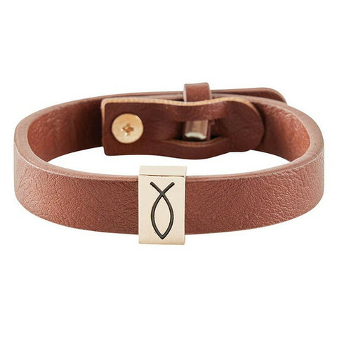 Leren armband met Ichtus