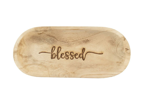 Ovale houten schaal; Blessed
