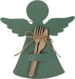 Bestekhouder - Vilten engel - kerst - groen