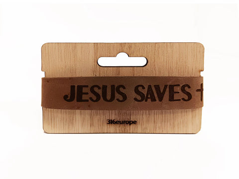 Leren armband - Jesus saves