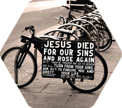 Honingraat bord S 'Jesus died for us'