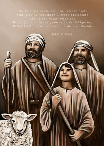 Kerstkaart: 'Herders' - Art by Claudia