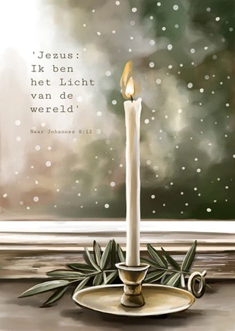 Kerstkaart: 'Jezus : Ik ben het Licht van de wereld' - Art by Claudia