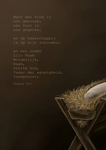 Kerstkaart: 'Want een kind is ons geboren' - Art by Claudia