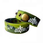 Armband siliconen groen Jesus I believe in U - I will worship U