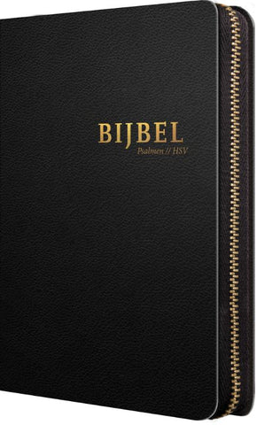 Bijbel (HSV) met psalmen – 14 x 21 luxe leer met rits en index