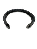 Dubbele armband - leer - zwart - 21cm