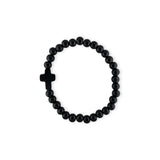 Kralenarmband ‘Kruisje’ ; zwart