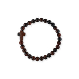 Kralenarmband ‘Kruisje’; Donkerbruin