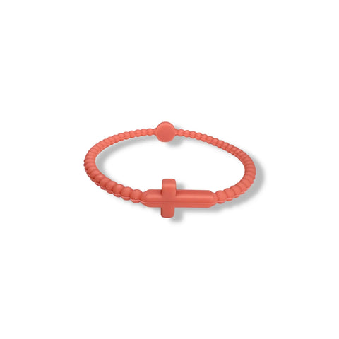 Siliconenarmband kruis; Zalmroze