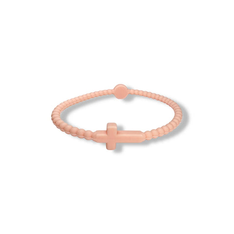 Siliconenarmband kruis; Pastel roze