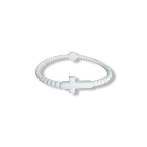 Siliconenarmband kruis wit