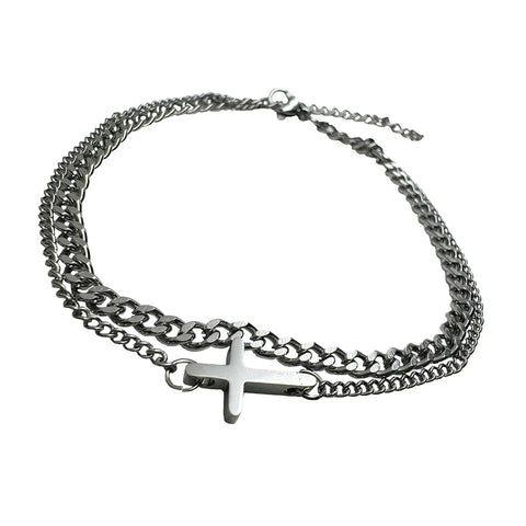 Dubbele dames armband met kruisje