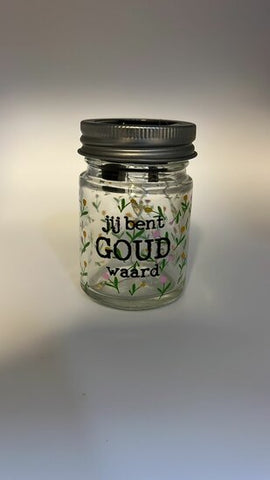 Glazen potje solar; Jij bent goud waard