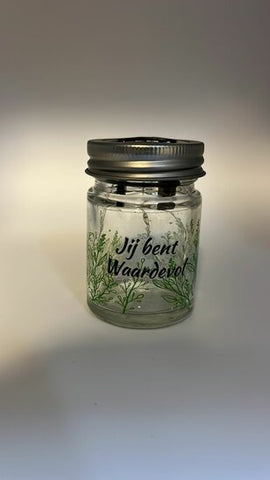 Glazen potje solar; Jij bent waardevol