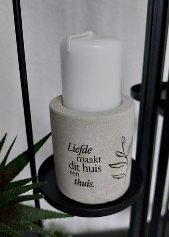 kaarsenstandaard rustiek - Liefde maakt dit huis een thuis (incl. stompkaars)