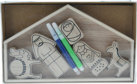 kerststal hout - om te kleuren