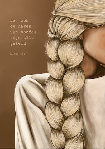Kaart 'Ja, ook de haren uws hoofds' - Art by Claudia