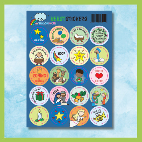 kerst stickervel - wonderwolk