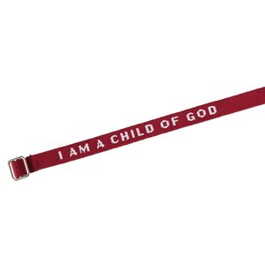 Armband - geweven - I am a child of God - rood