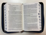 Bijbel (HSV) met Psalmen – blauw leer met zilversnee, rits en duimgrepen