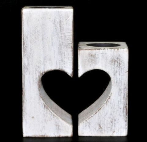 Waxinehouder - hart bestaand uit 2 stuks - 15x12 cm