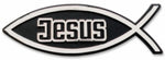 Auto embleem - Vis tekst Jesus - Zilver
